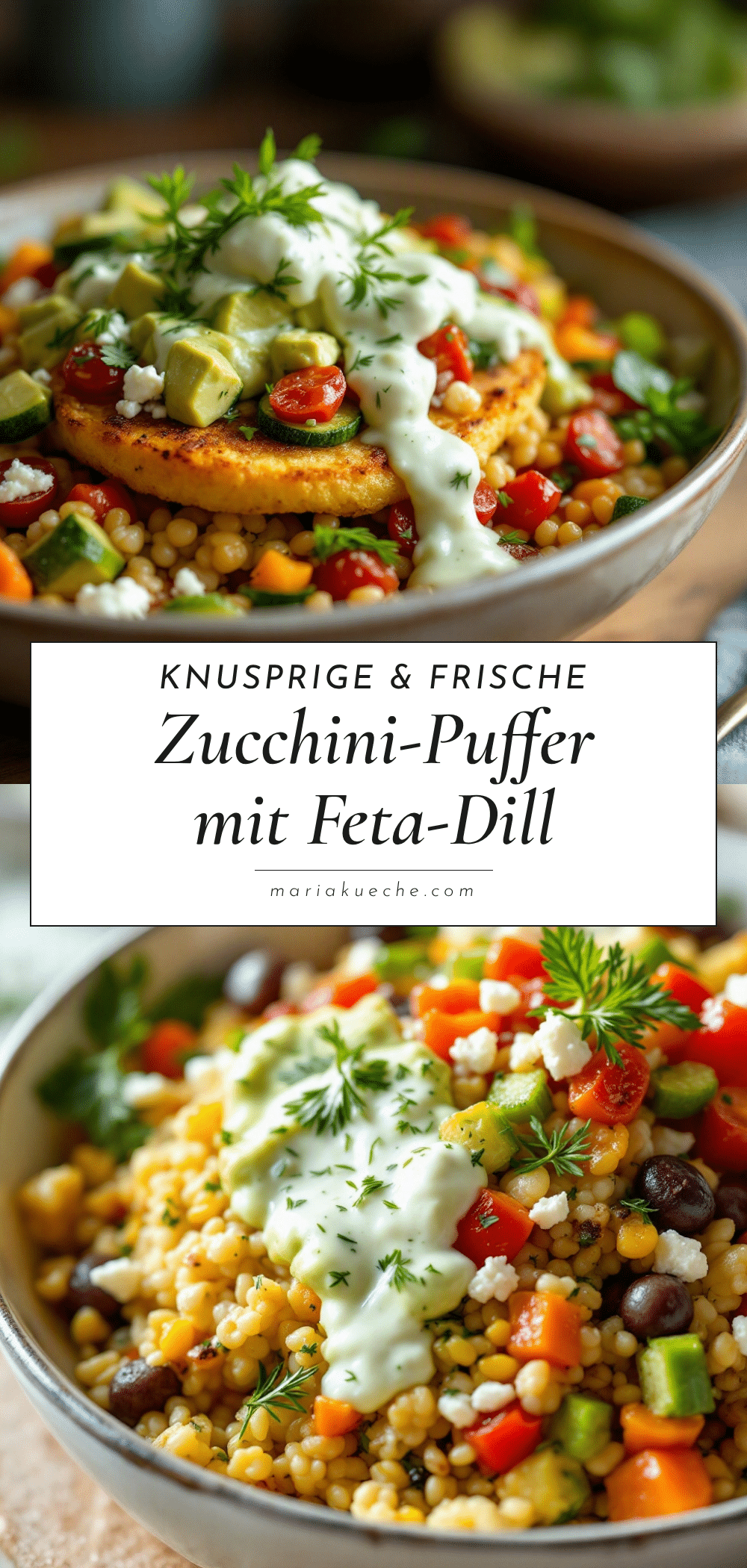 Knusprige Zucchini-Puffer mit Feta-Dill-Dip recipe