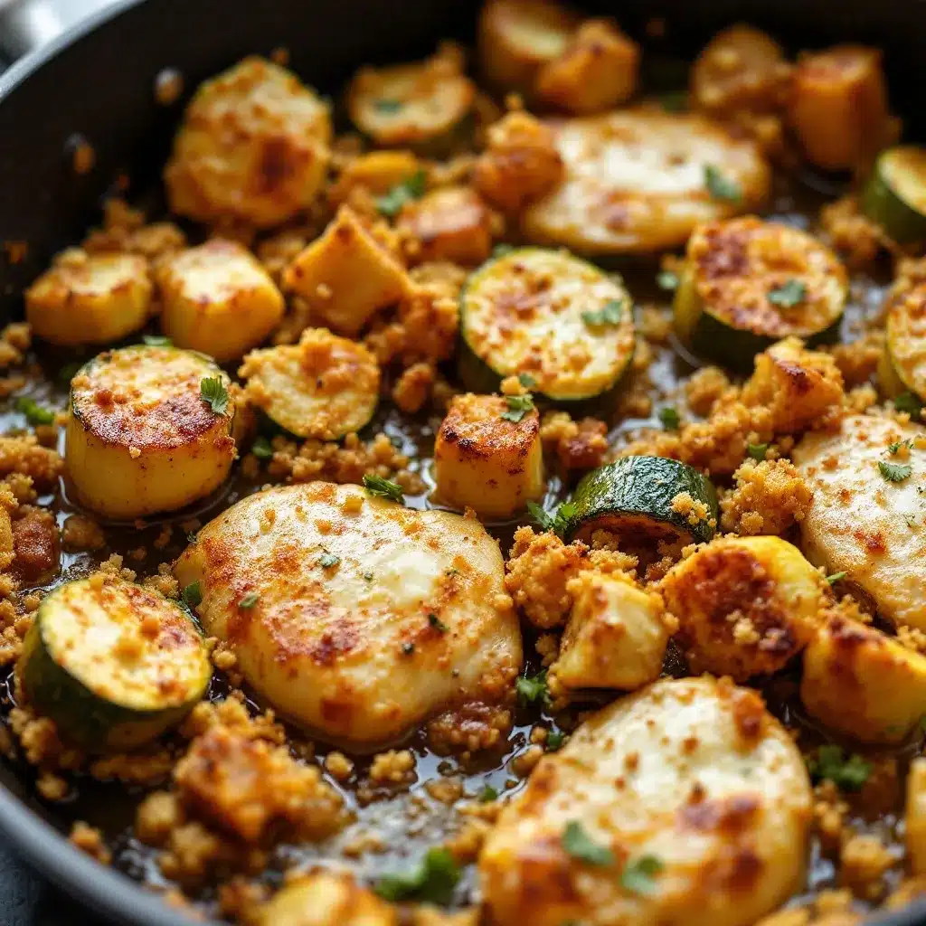 knuspriges Zucchini-Hähnchen mit Knoblauchbutter preparation steps