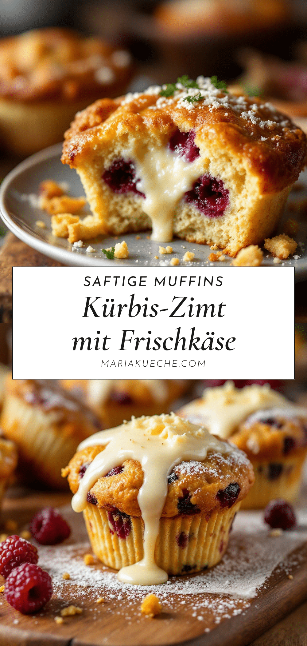 Kürbis-Zimt-Muffins mit Frischkäse recipe