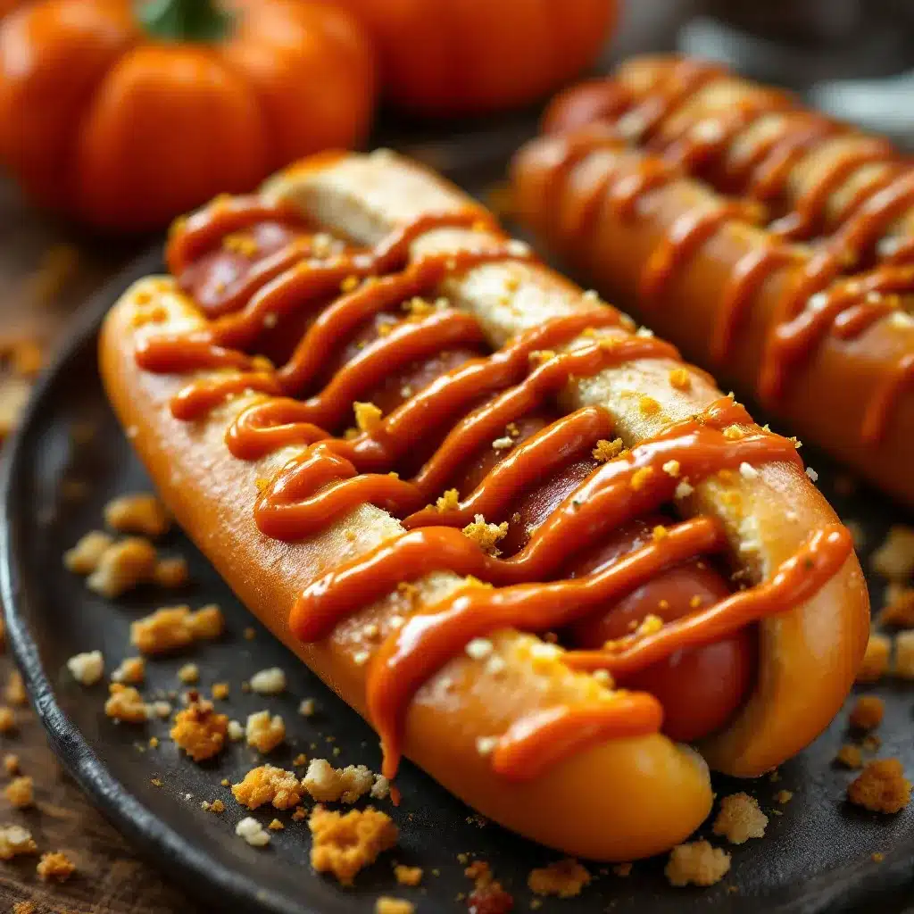 Mummy Hot Dogs mit Kürbisketchup preparation steps