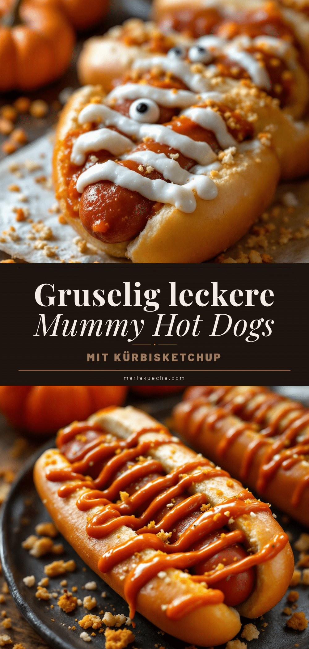 Mummy Hot Dogs mit Kürbisketchup recipe