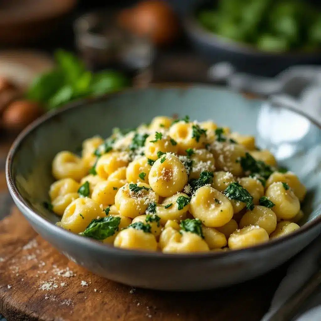 One-Pan-Gnocchi mit Spinat preparation steps