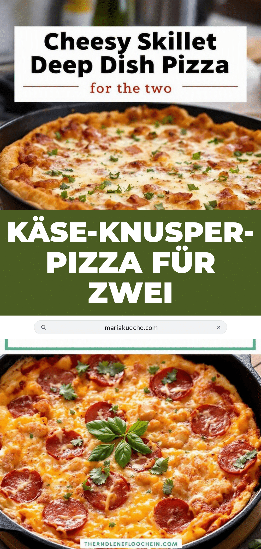 Perfekte Käse-Knusper-Pizza für Zwei aus der Pfanne recipe