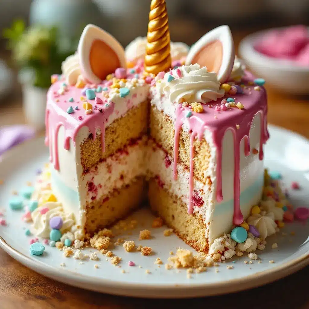 Regenbogen-Drip-Kuchen für Kinder preparation steps