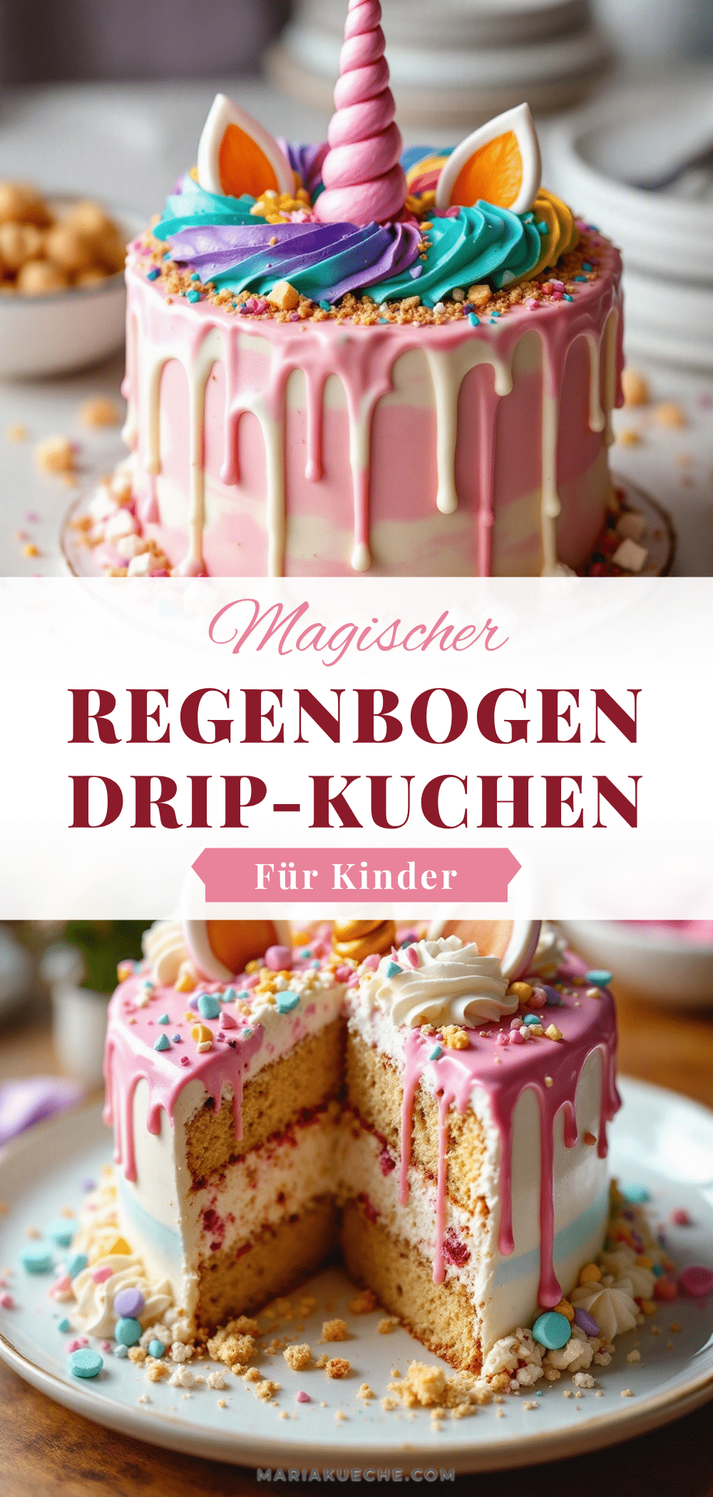 Regenbogen-Drip-Kuchen für Kinder recipe