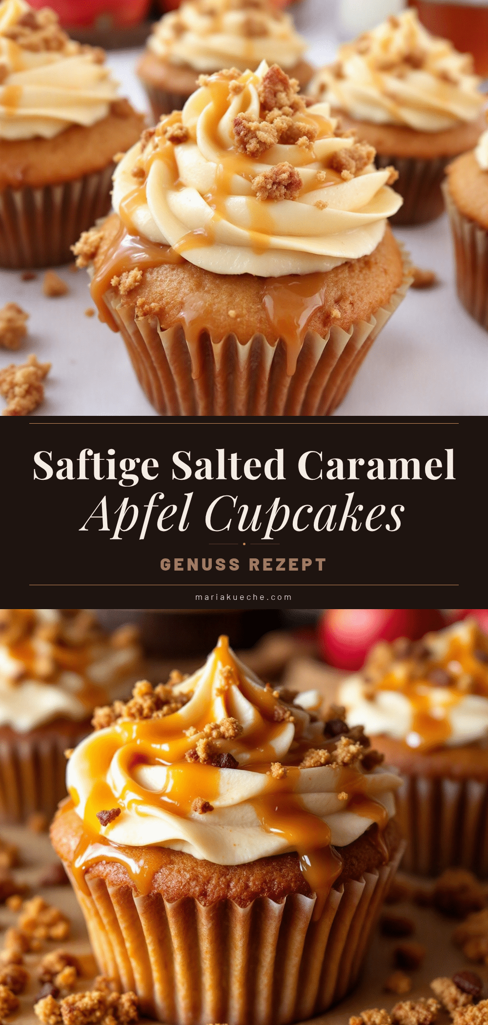 Saftige Salted Caramel Apfel Cupcakes recipe