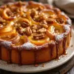 saftiger Birnenkuchen mit Walnüssen und Karamellguss - featured image