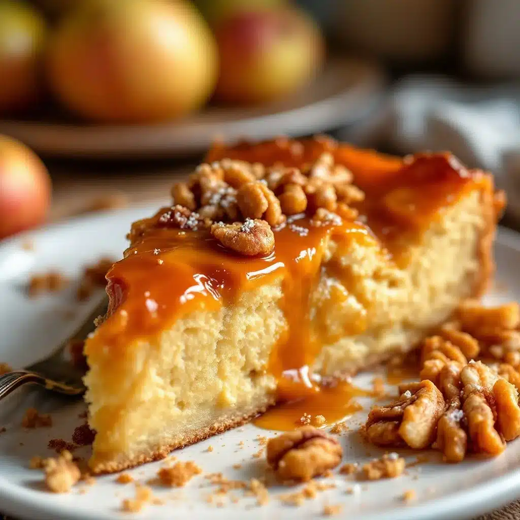 Saftiger Karamell-Apfelkuchen mit Walnüssen - featured image