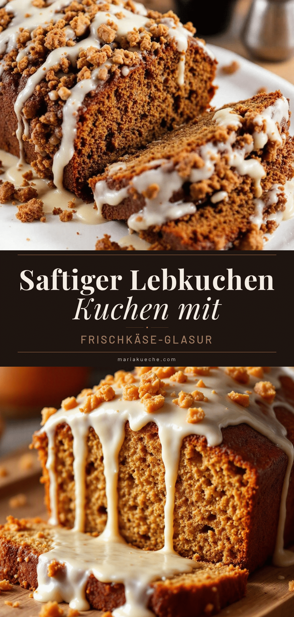 Saftiger Lebkuchen-Kuchen mit Frischkäse-Glasur recipe