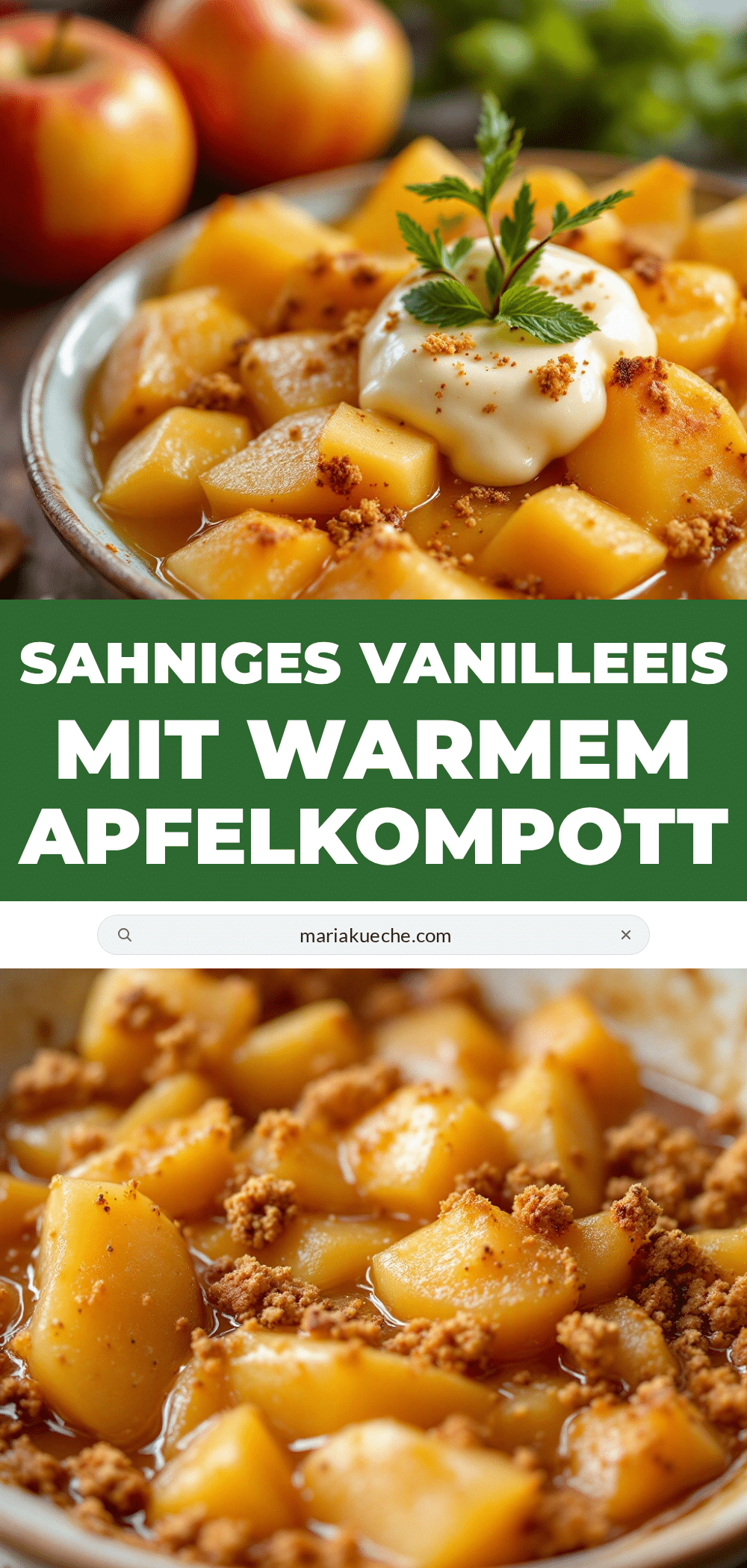 Sahniges Vanilleeis mit warmem Apfelkompott recipe