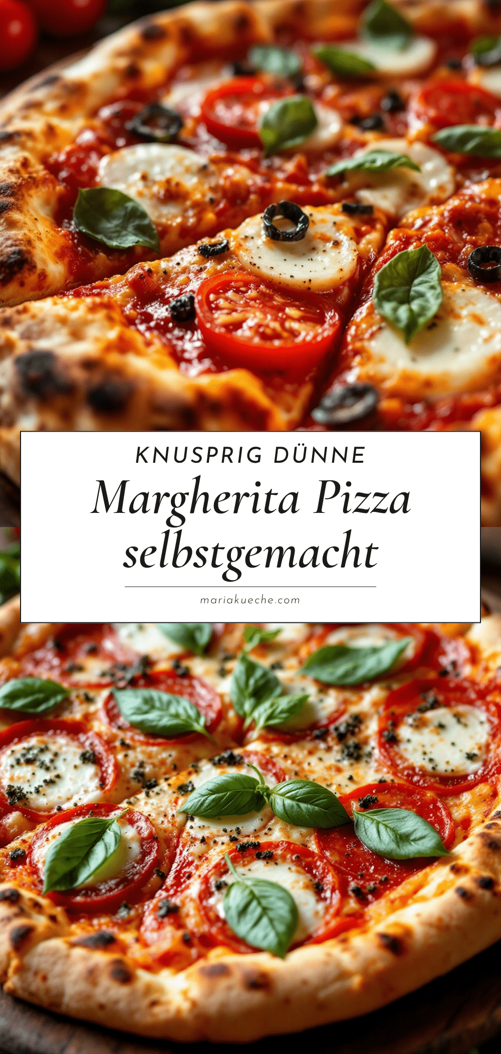 Selbstgemachte knusprig dünne Margherita Pizza recipe