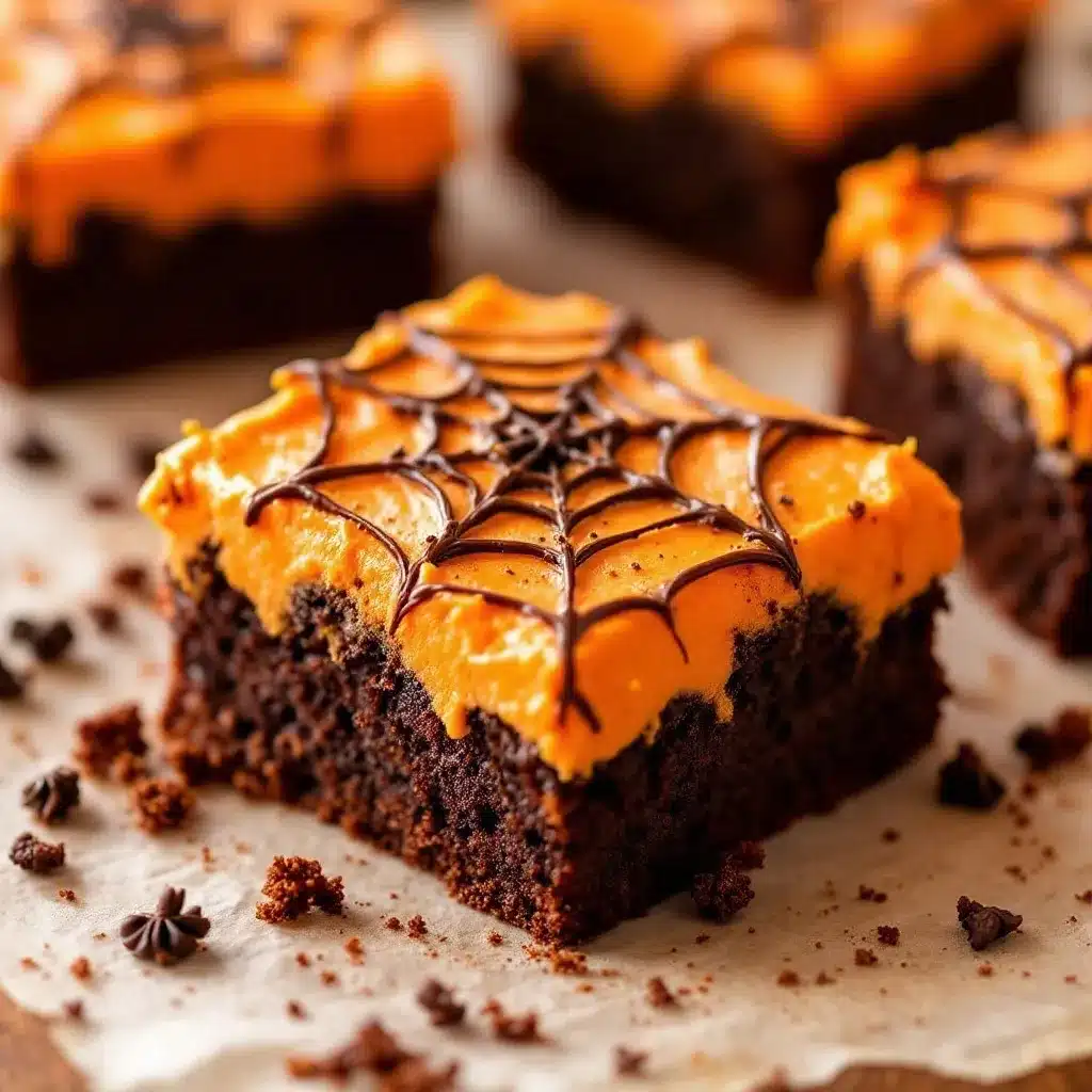 Spinnennetz Brownies mit Orangen-Frosting preparation steps