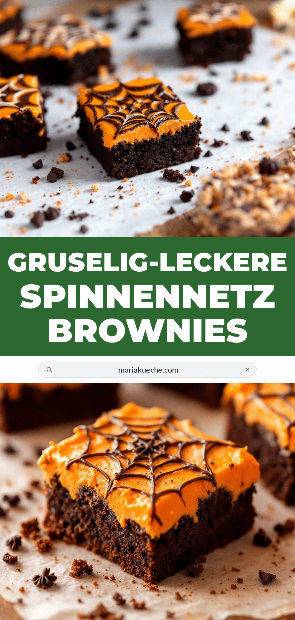 Spinnennetz Brownies mit Orangen-Frosting recipe