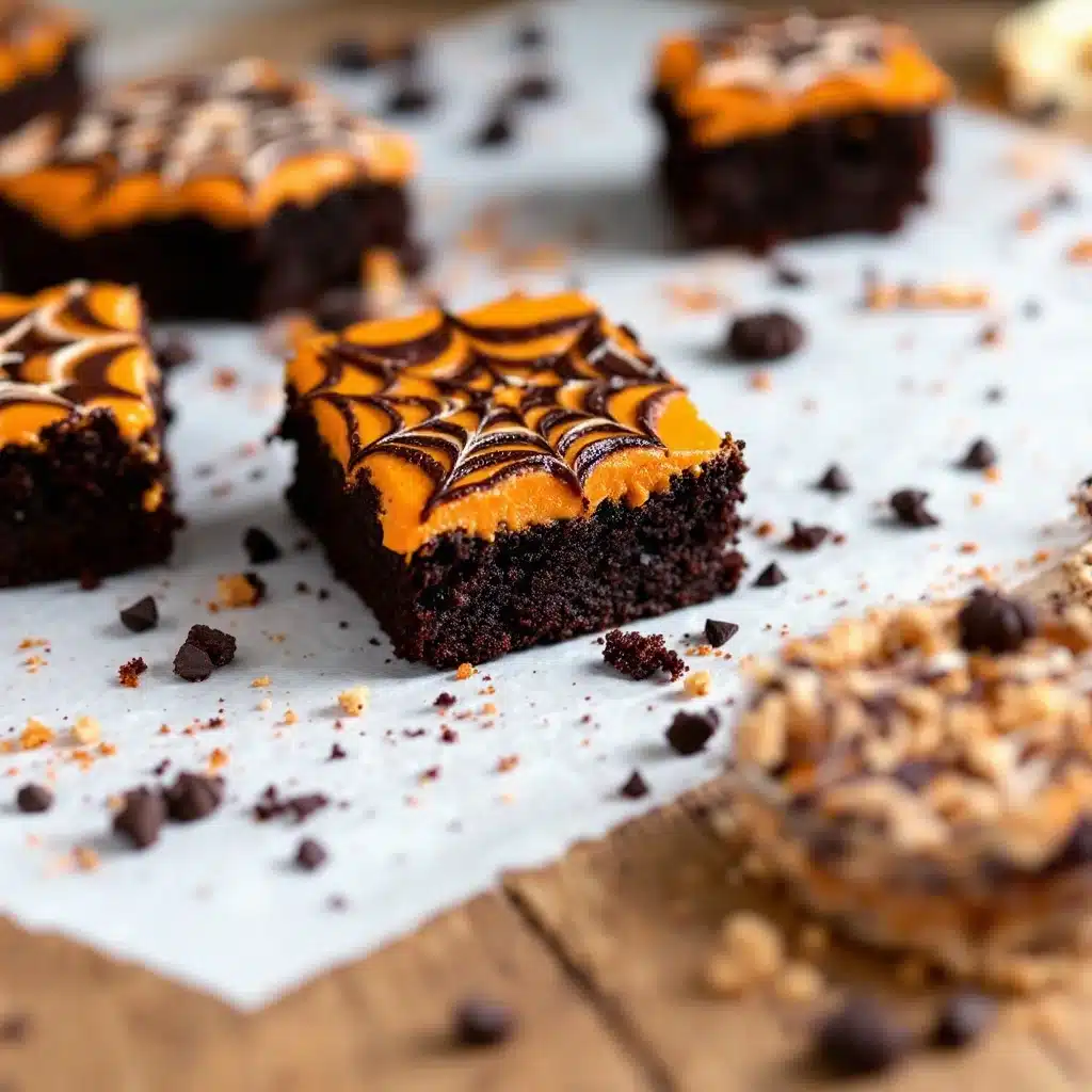 Spinnennetz Brownies mit Orangen-Frosting - featured image