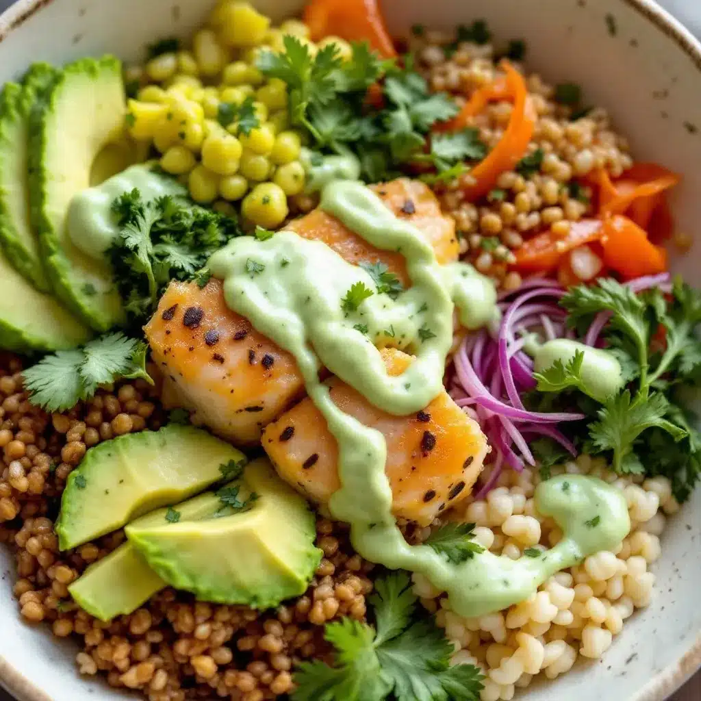 Sushi-Bowl mit Lachs und Avocado preparation steps