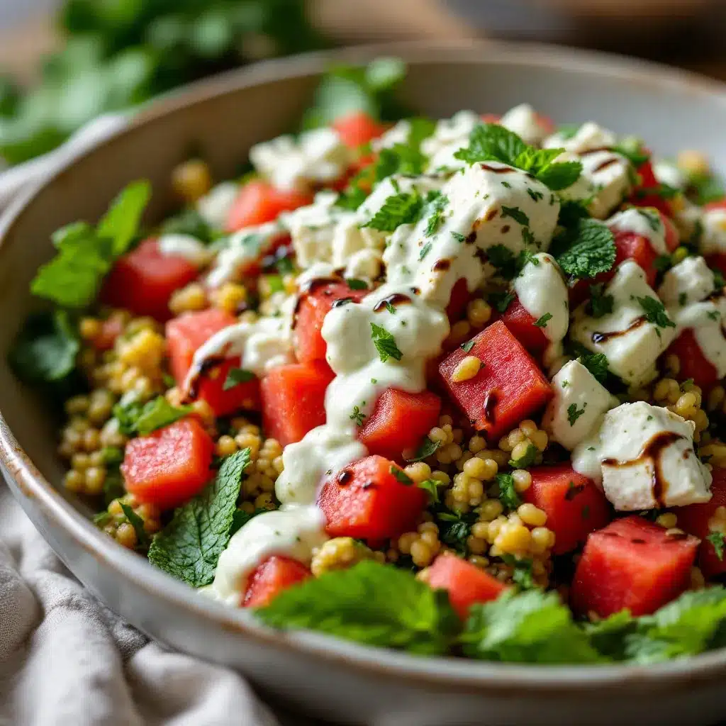 Wassermelonen-Feta-Minz-Salat preparation steps