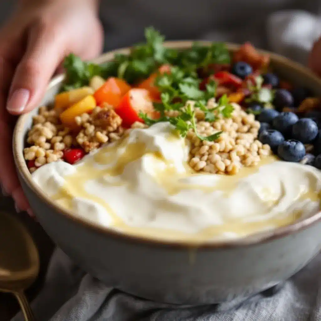 Cremige Erdnussbutter Protein Bowl preparation steps