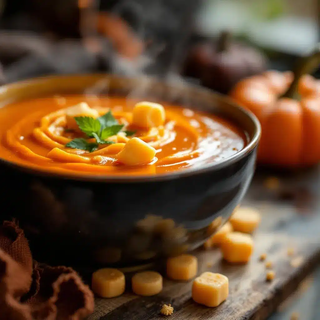 Cremige Halloween-Kürbissuppe preparation steps