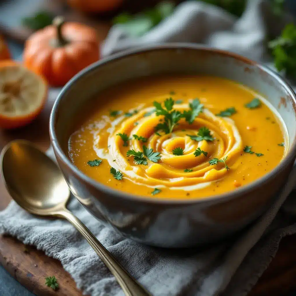Cremige Herbstliche Blumenkohlsuppe mit Curry preparation steps