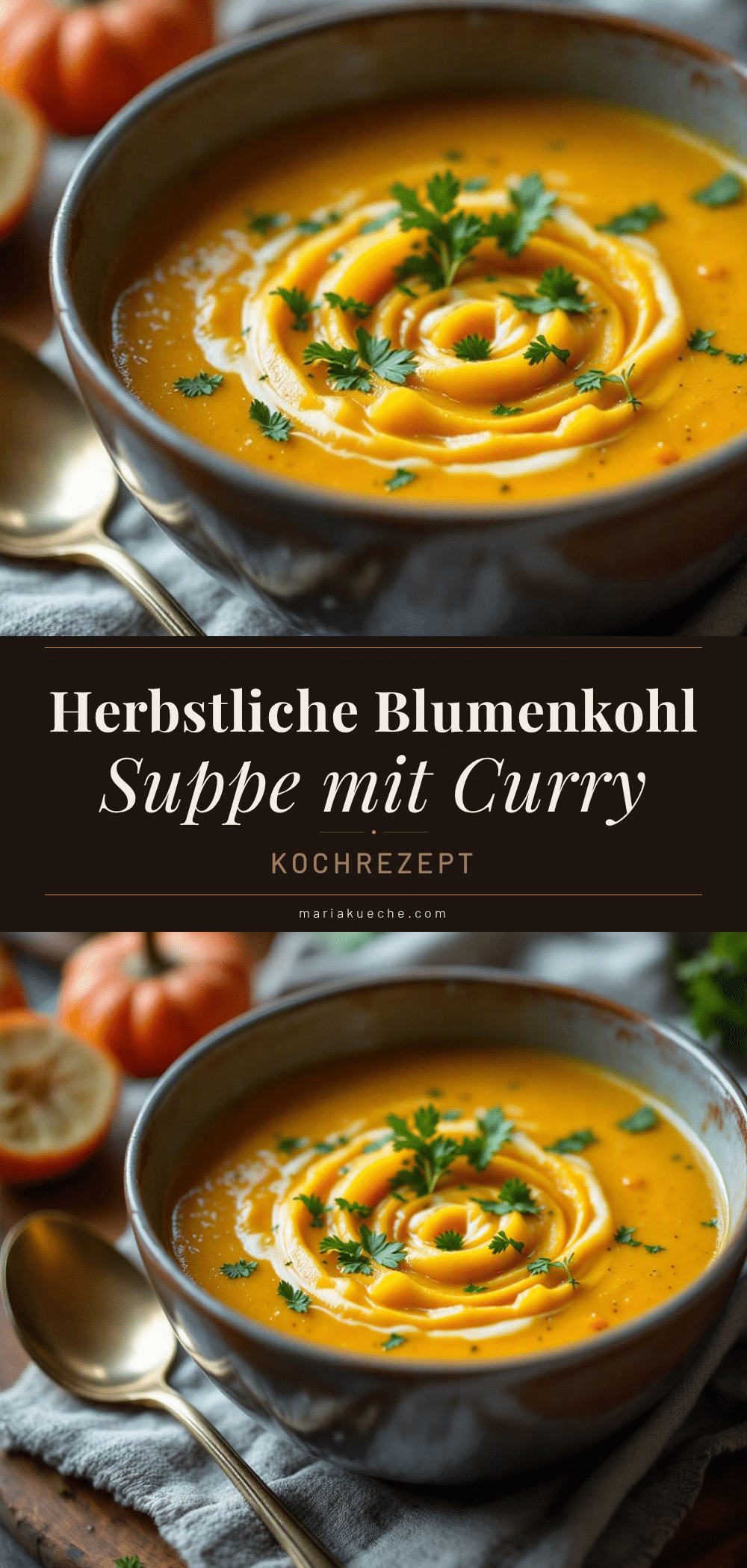 Cremige Herbstliche Blumenkohlsuppe mit Curry recipe