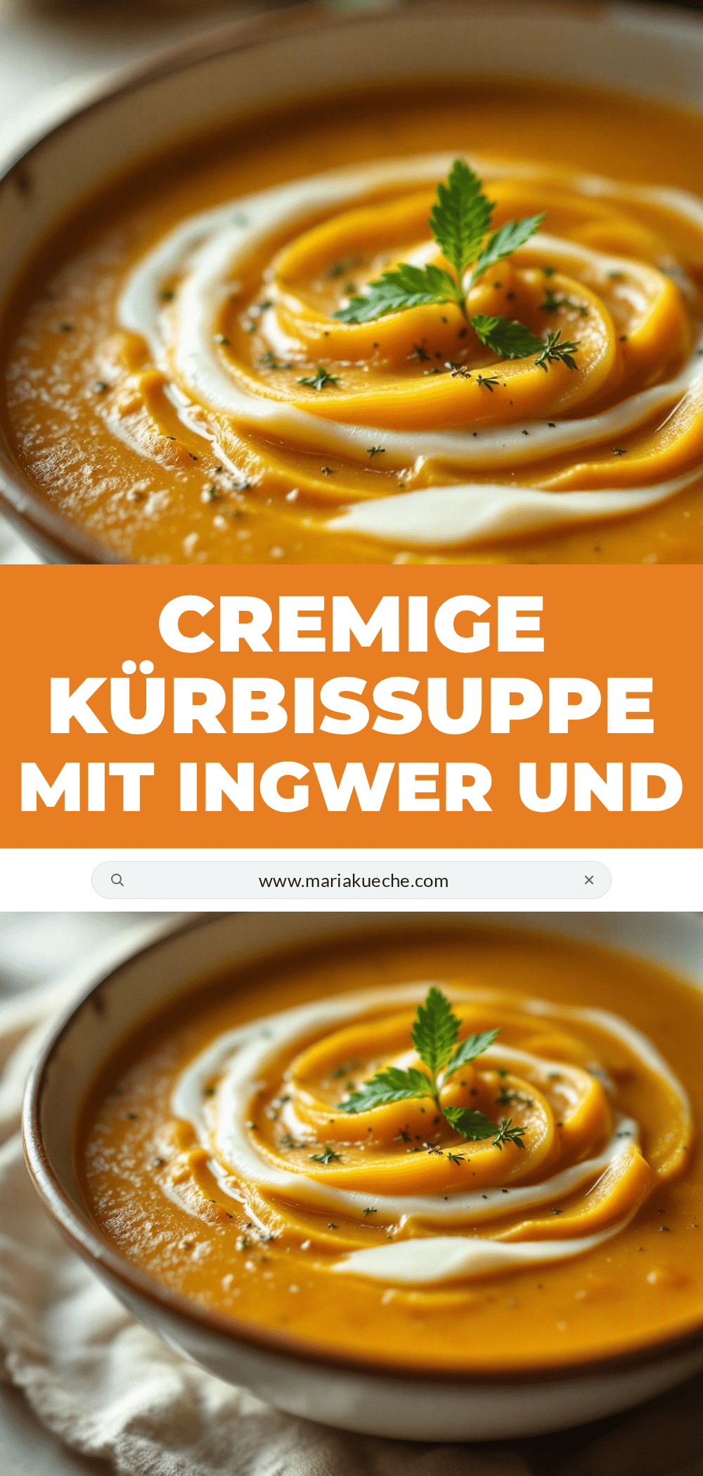 Cremige Kürbissuppe mit Ingwer und Kokosmilch recipe