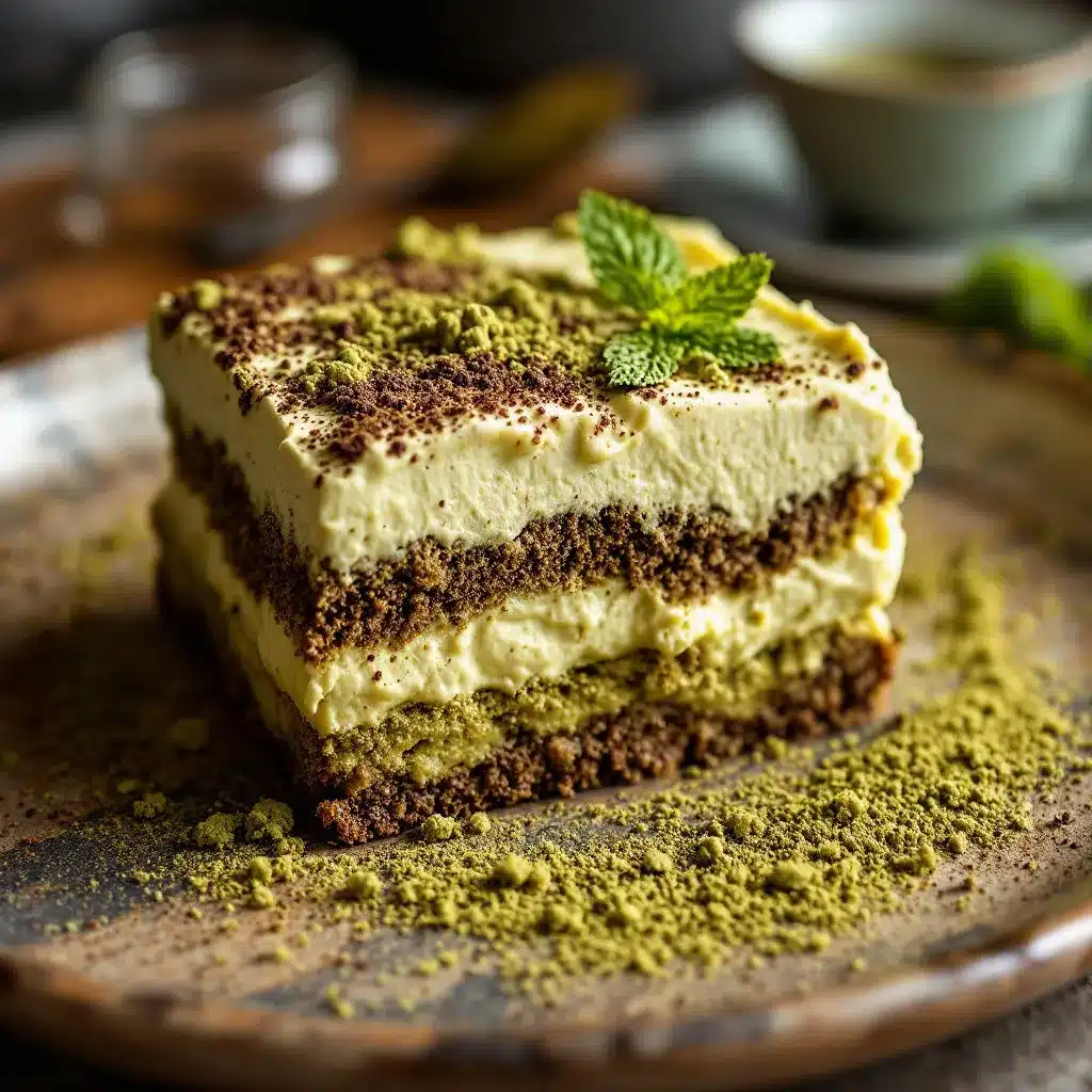 Cremiges Matcha-Tiramisu ohne Backen preparation steps