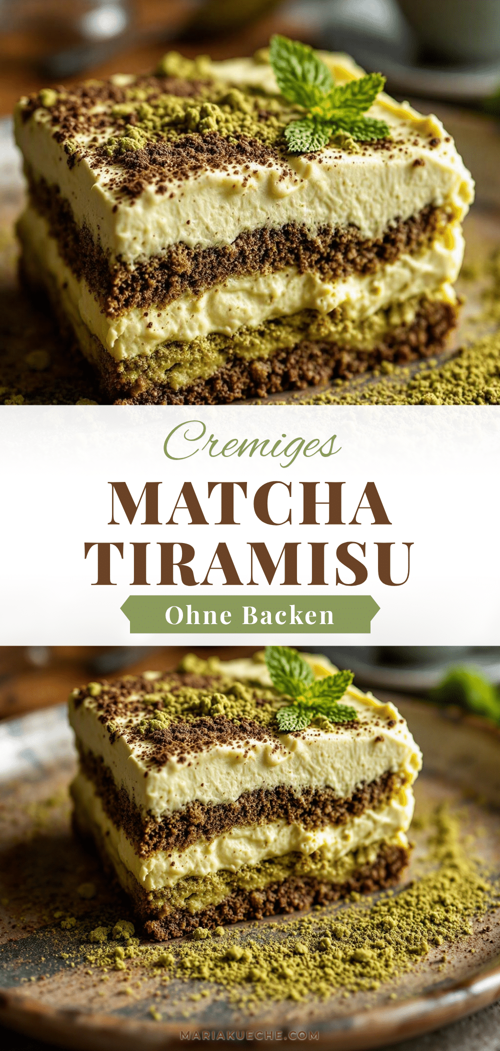 Cremiges Matcha-Tiramisu ohne Backen recipe