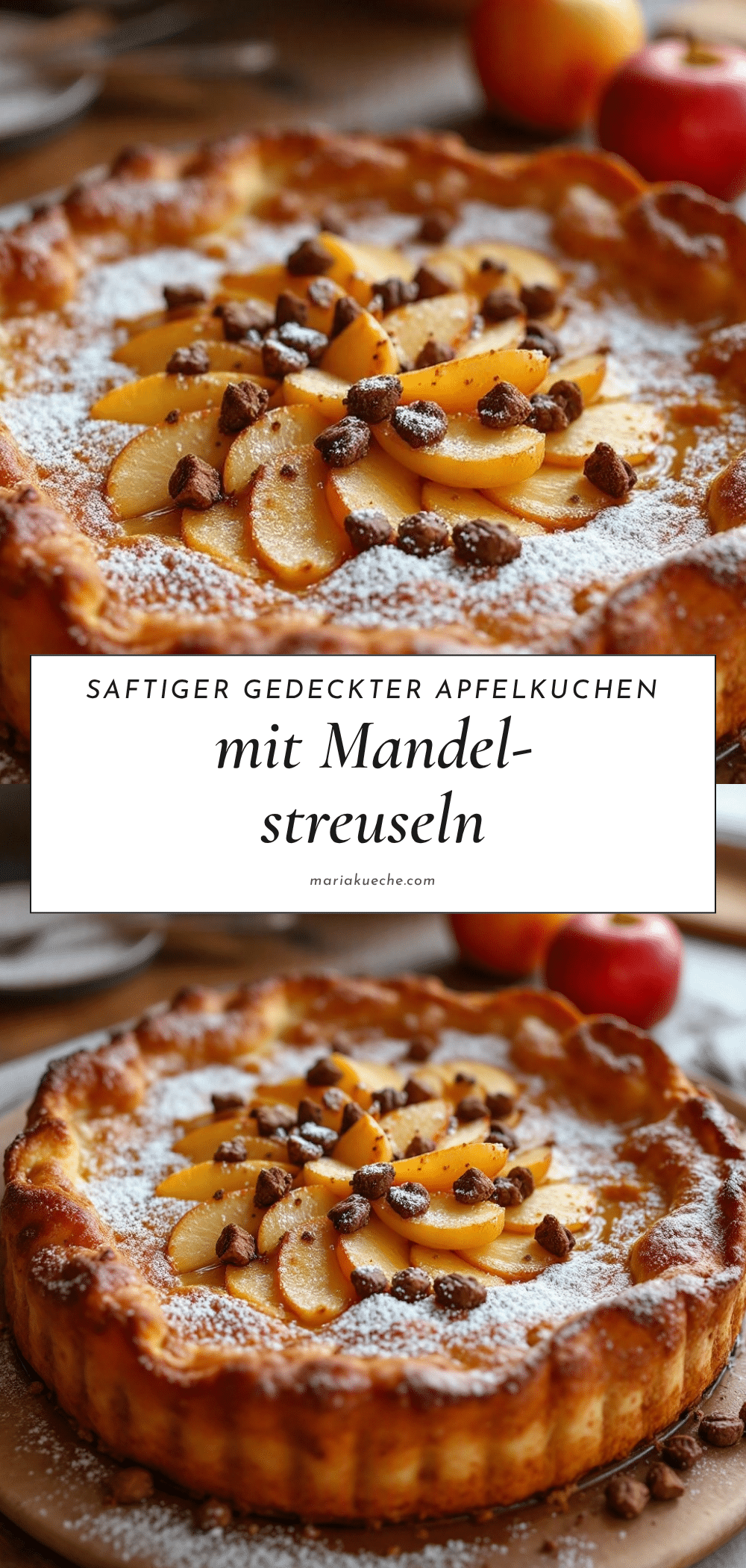gedeckter Apfelkuchen mit Mandelstreuseln recipe