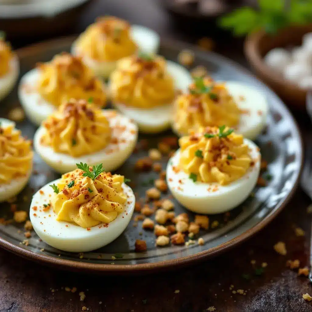 Halloween-Kürbis-Deviled-Eggs preparation steps