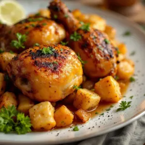 Knusprige Airfryer-Hähnchenschenkel mit Knoblauch - featured image