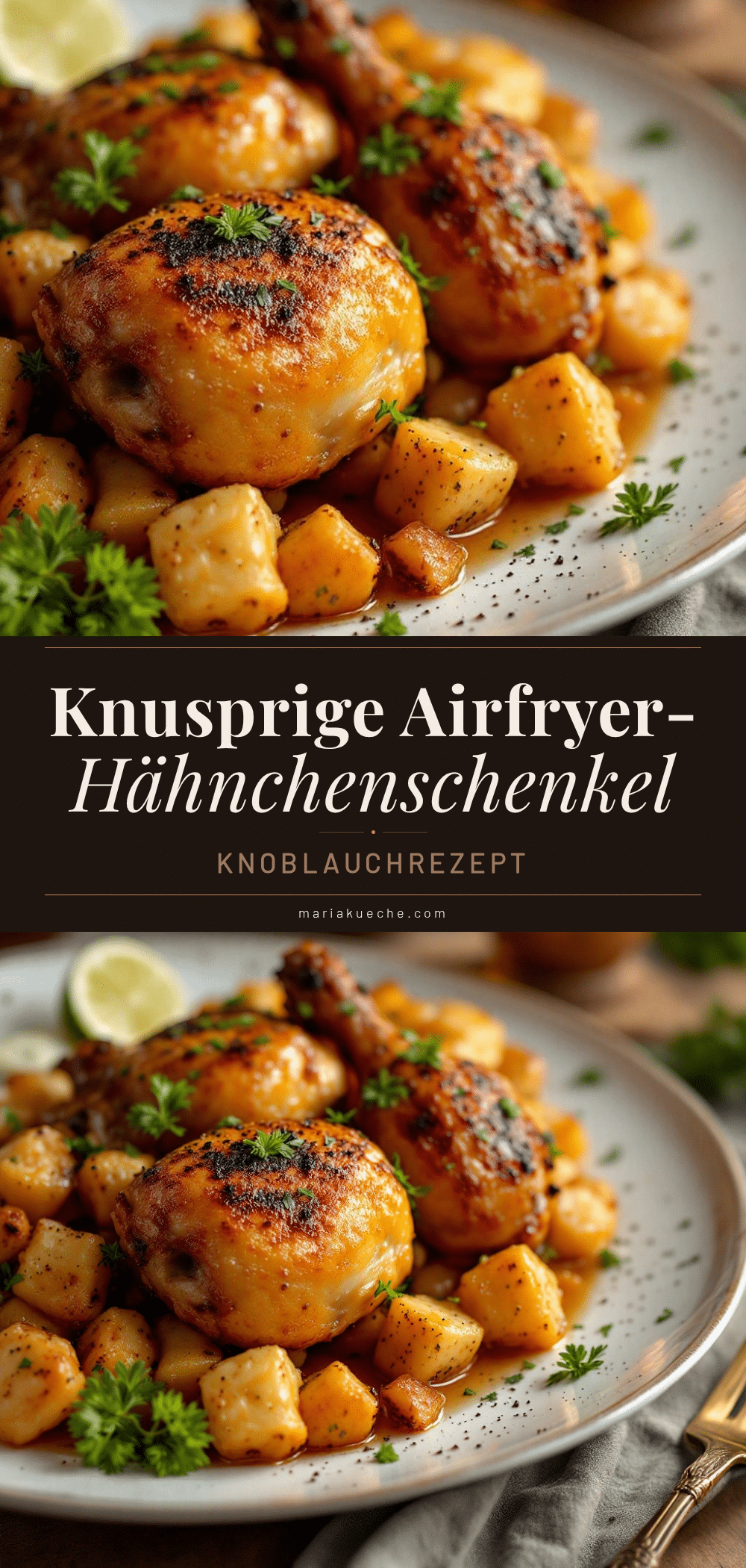 Knusprige Airfryer-Hähnchenschenkel mit Knoblauch recipe