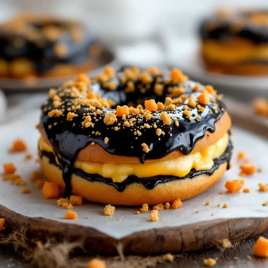 Schwarze Halloween-Bagels preparation steps